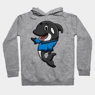 Cute Anthropomorphic Human-like Cartoon Character Orca in Clothes Hoodie